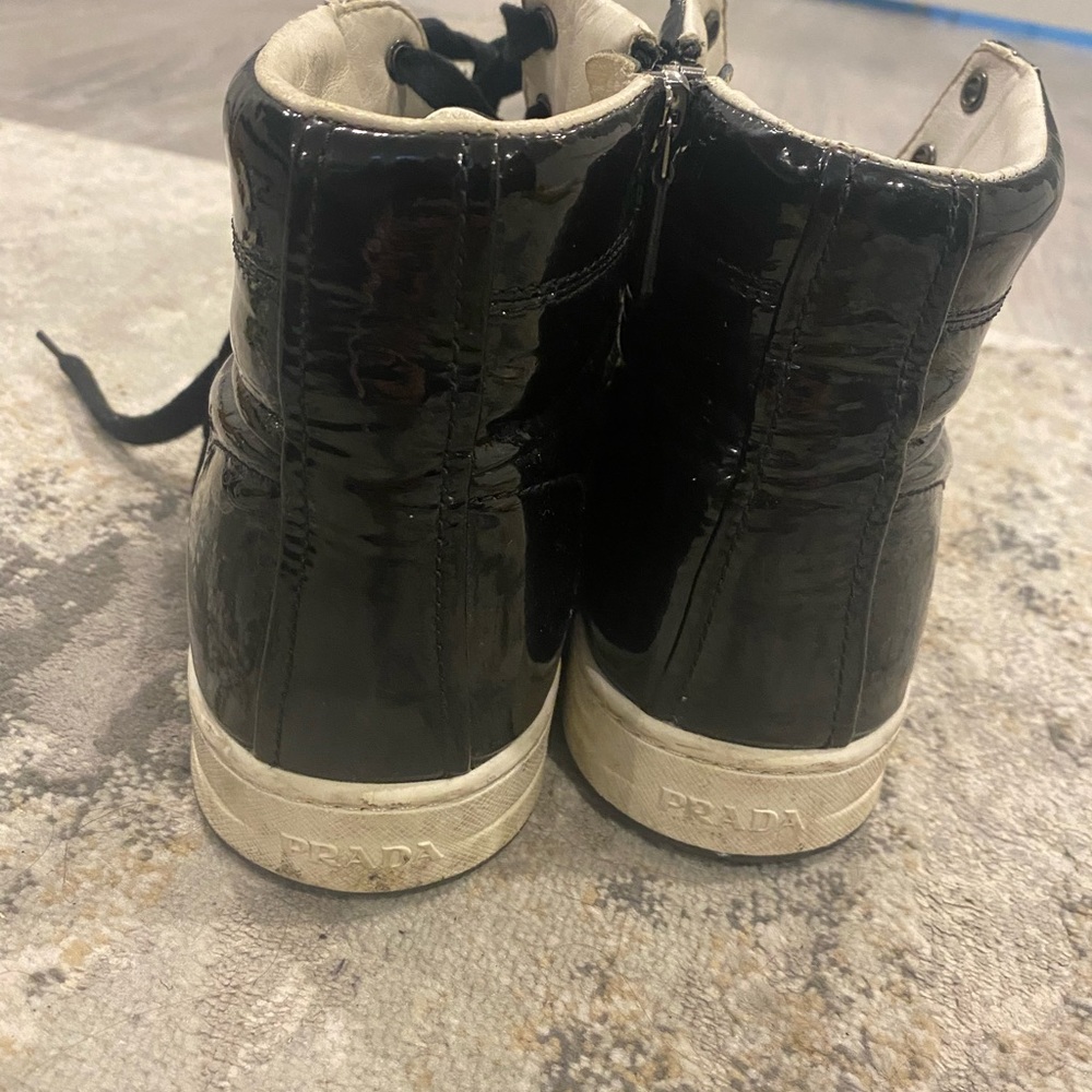 Prada Patent Leather High Top Sneaker - Picture 4 of 5